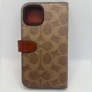 Coach Signature Canvas Two Piece Detachable Wallet Folio iPhone 13/14/15